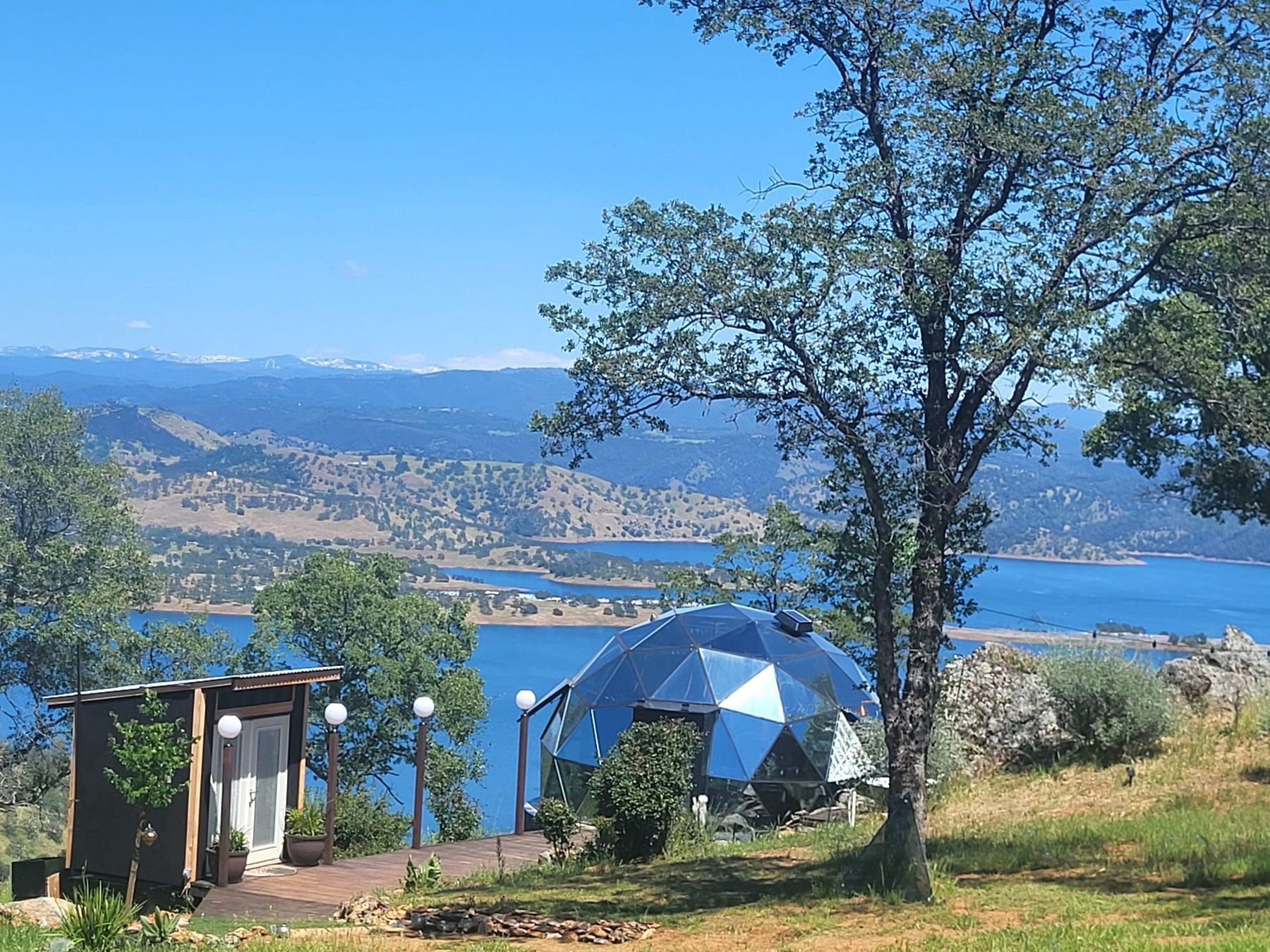 Aerial view of the dome above New Melones Lake