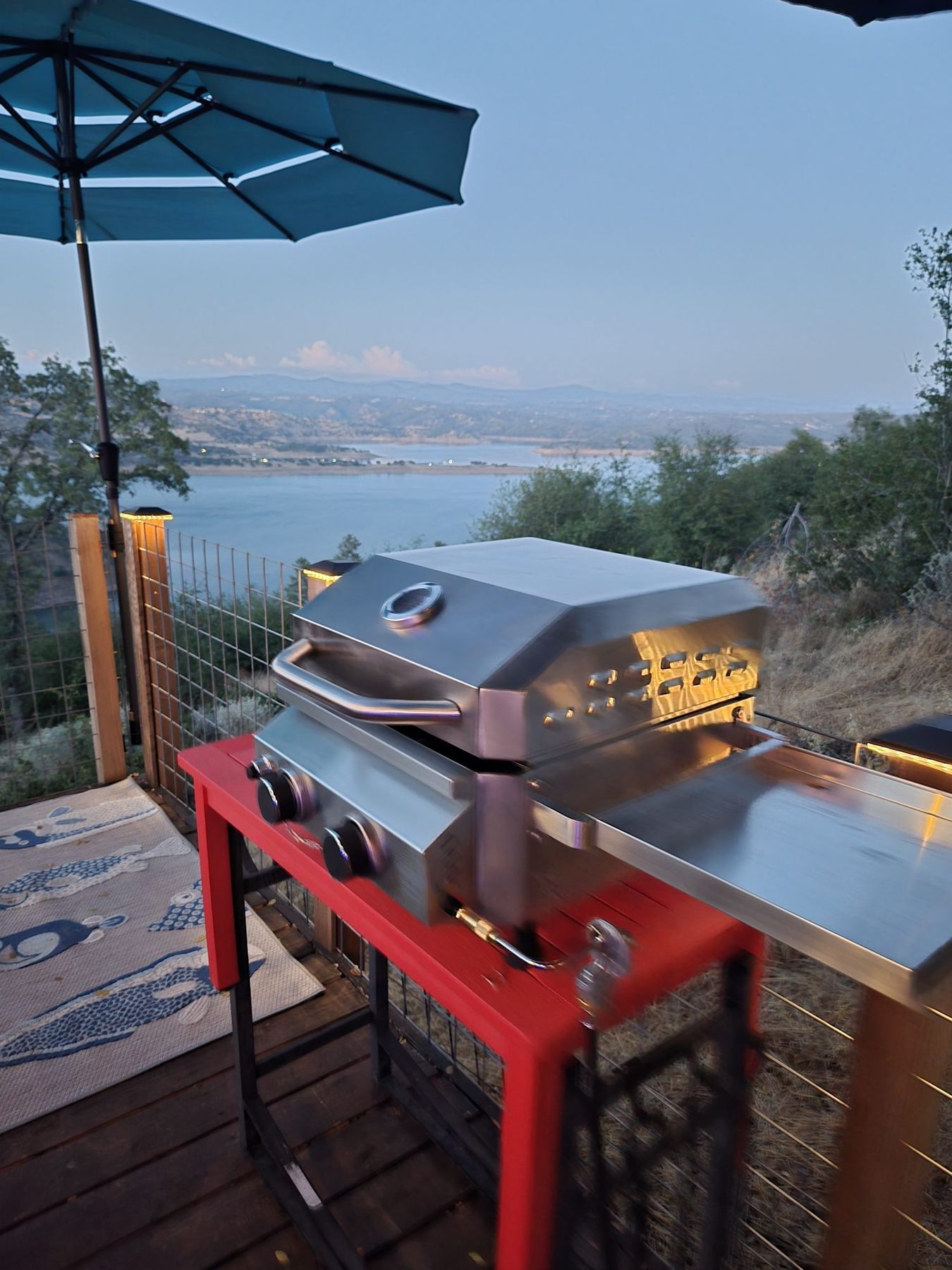 BBQ grill with lake view