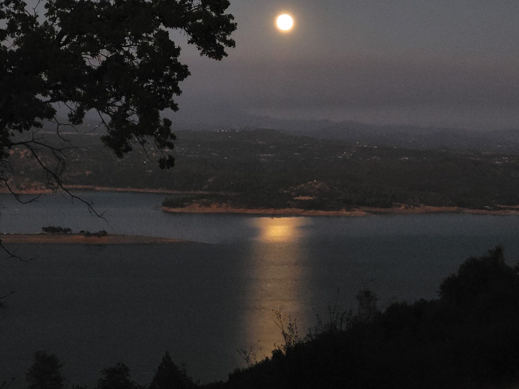 Full moon over New Melones Lake